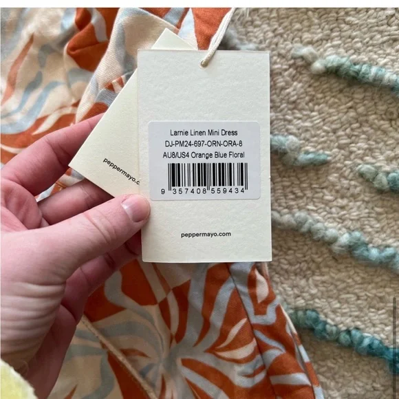 Peppermayo Orange and White Mini Dress - Picture 8 of 9